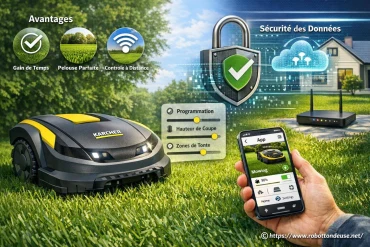 Robot tondeuse Kärcher connecté : quels avantages, réglages et sécurité des données ?