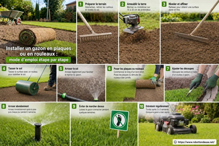 Installer un gazon en plaques ou en rouleaux : mode d’emploi étape par étape