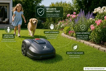 Sécurité et robots tondeuses Zucchetti : comment protéger animaux, enfants et massifs