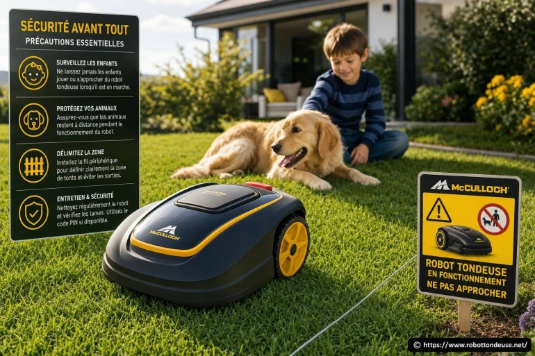 Sécurité et robots tondeuses McCulloch : quelles précautions pour enfants et animaux ?