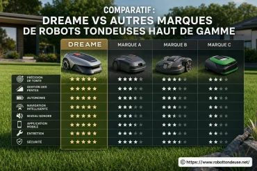 Comparatif Dreame vs autres marques de robots tondeuses haut de gamme