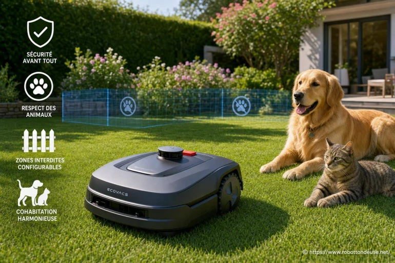 Robot tondeuse Ecovacs et animaux domestiques : comment garantir une cohabitation sécurisée