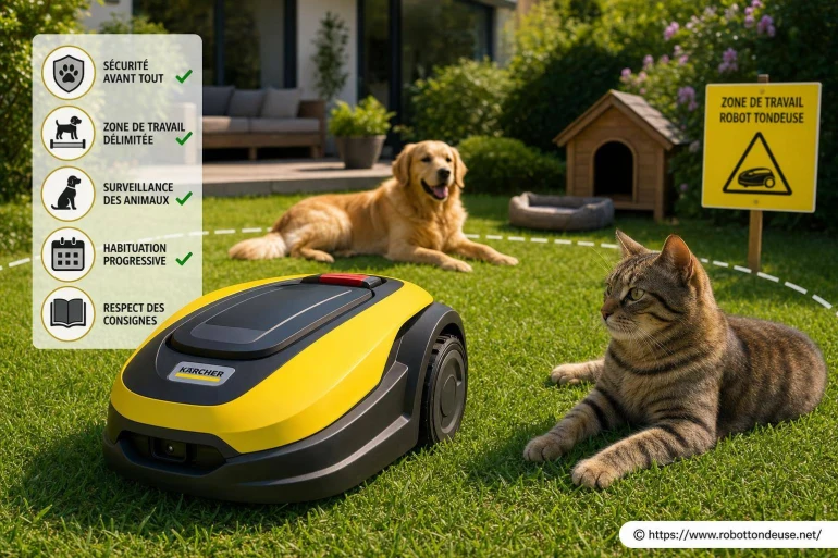 Robot tondeuse Kärcher et animaux domestiques : comment garantir sécurité et cohabitation