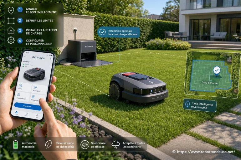 Robot tondeuse Ecovacs : comment l’installer et le paramétrer pour une autonomie maximale ?
