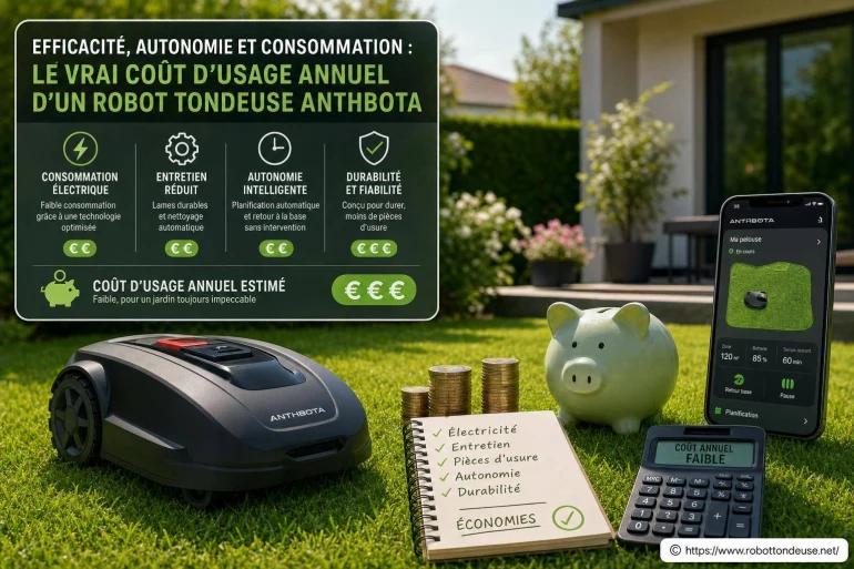 Efficacité, autonomie et consommation : le vrai coût d’usage annuel d’un robot tondeuse ANTHBOT