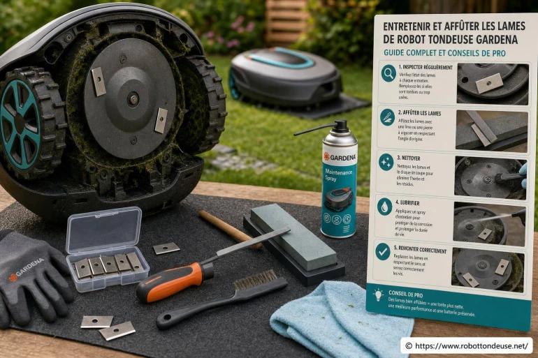 Entretenir et affûter les lames de robot tondeuse Gardena : guide complet