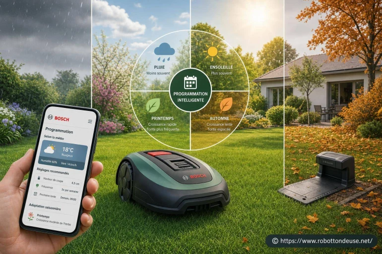 Comment optimiser la programmation de son robot tondeuse Bosch selon la météo et les saisons ?