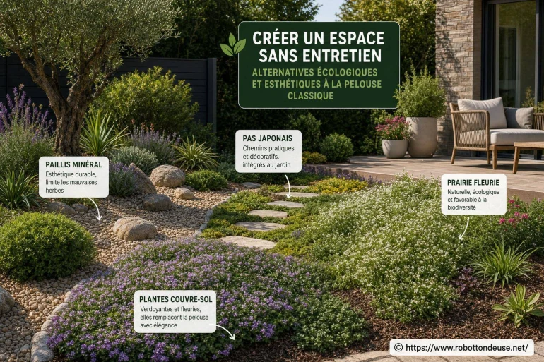 Créer un espace sans entretien : les alternatives écologiques à la pelouse