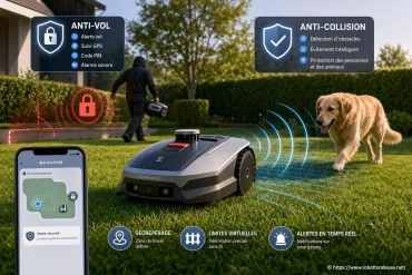 Sécurité et robotique de jardin : les dispositifs anti-vol et anti-collision des robots tondeuses Ecovacs