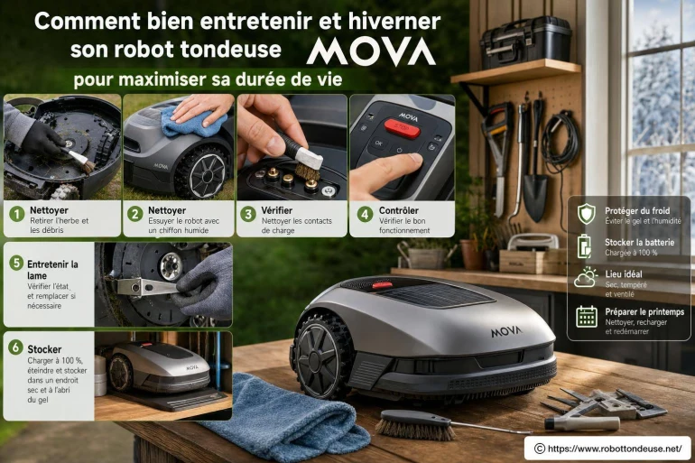 Comment bien entretenir et hiverner son robot tondeuse Mova pour maximiser sa durée de vie ?
