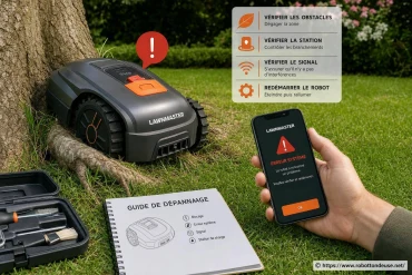 Dépannage courant d’un robot tondeuse Lawnmaster : que faire en cas de blocage ou d’erreur système ?