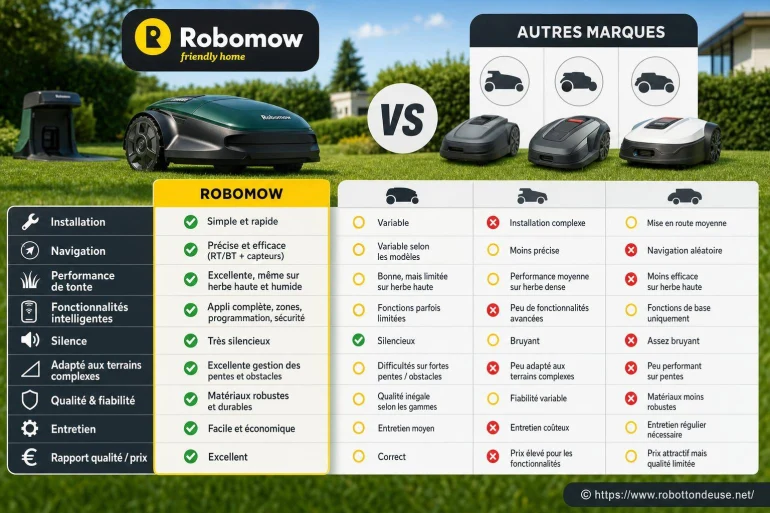 Robomow vs autres marques : avantages, limites et différences de fonctionnalités