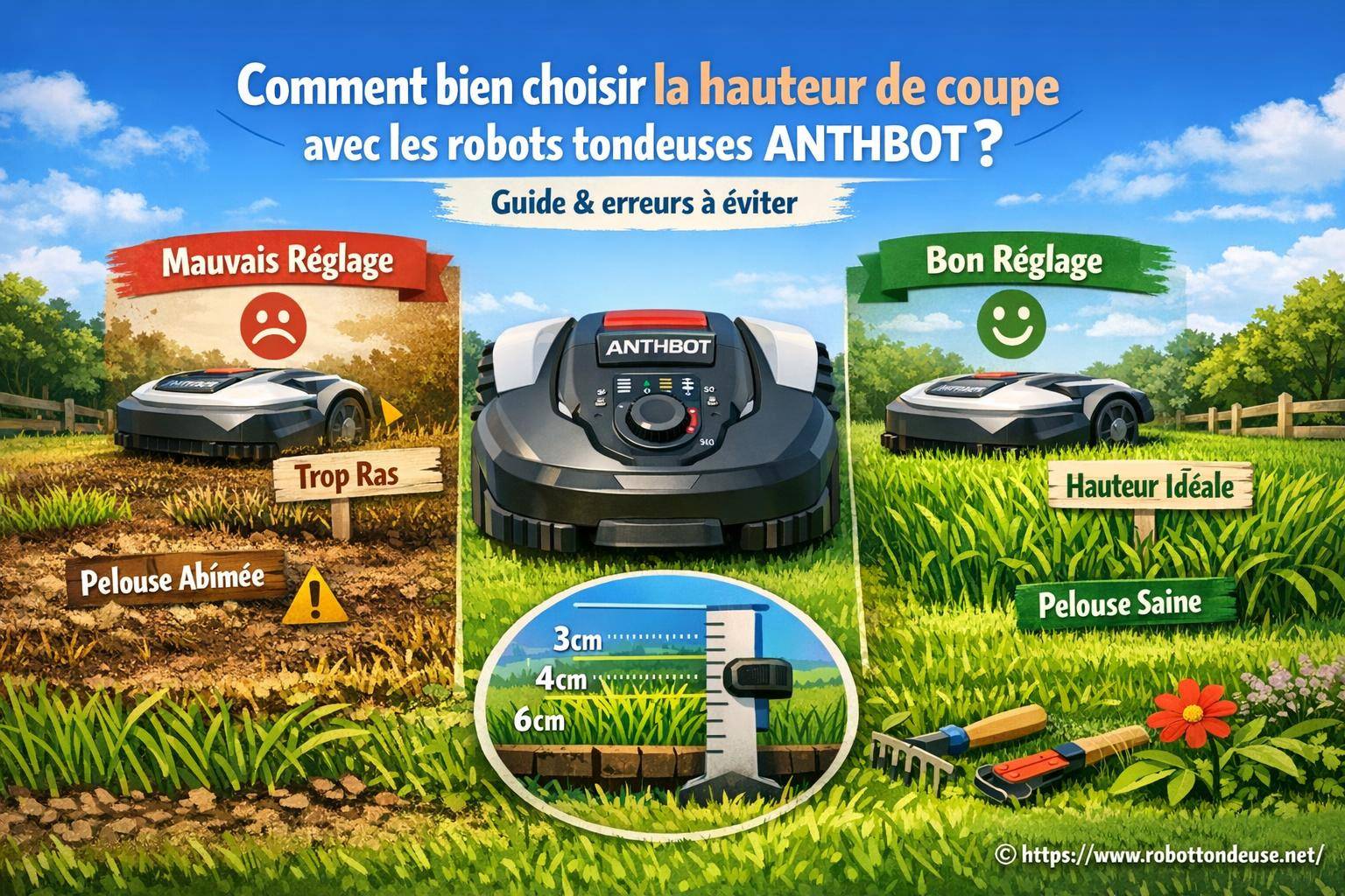 Comment bien choisir la hauteur de coupe avec les robots tondeuses ANTHBOT ? Guide et erreurs à éviter