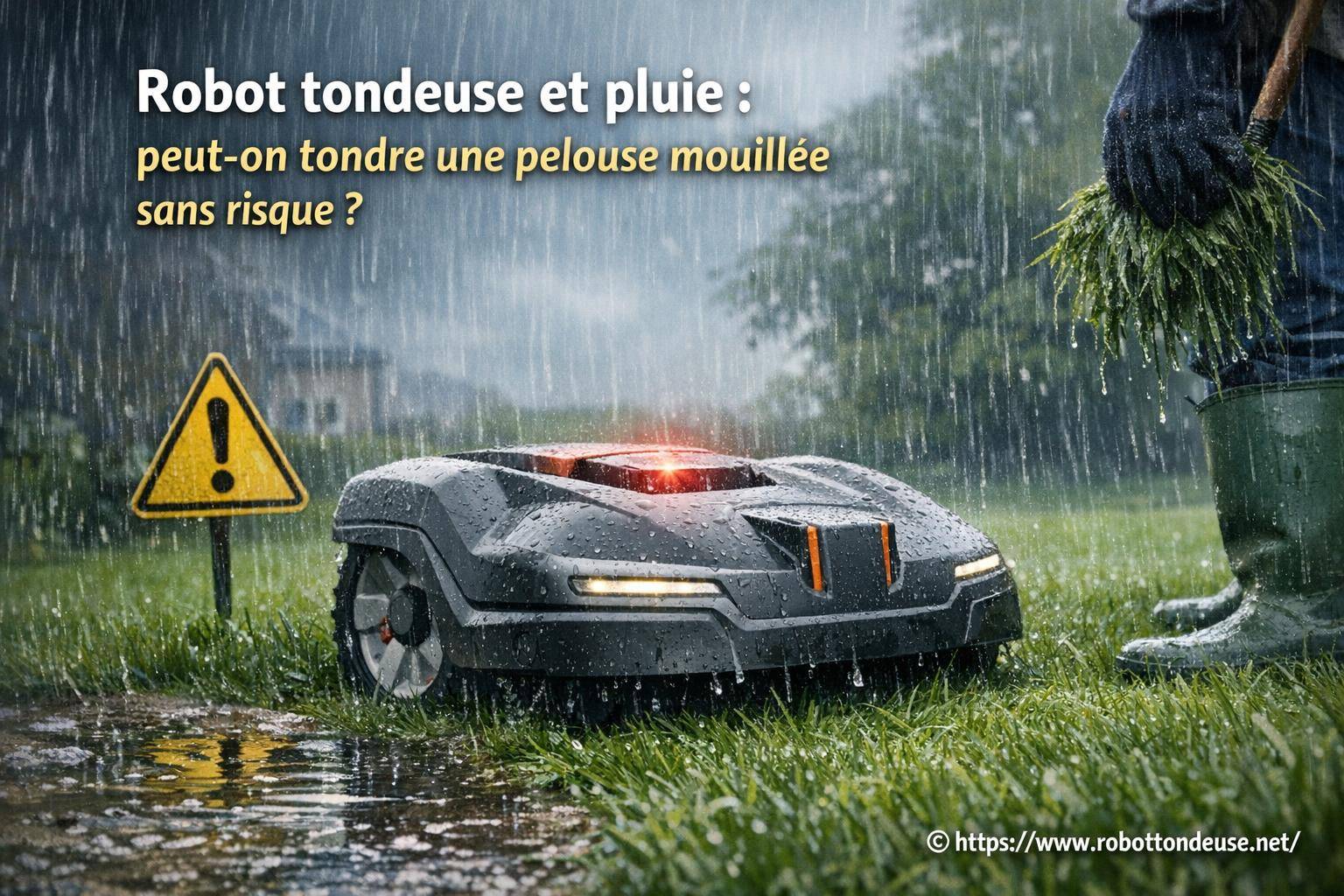 Robot tondeuse et pluie : peut-on tondre une pelouse mouillée sans risque ?