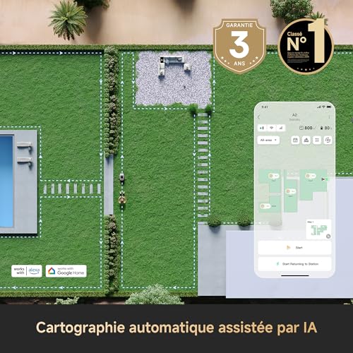 DREAME A2 1200 Robot Tondeuse - sans Fil, sans RTK, pour 120