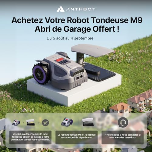 ANTHBOT M9 Robot Tondeuse - 1000 m², NetRTK, 4G, 5000 mAh,15